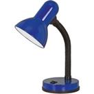 Table Desk Lamp Flexible Moveable Colour Blue Steel Rocker Switch E27 1x40W
