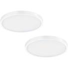 2 PACK Wall / Ceiling Light White 400mm Round Surface Mounted 25W LED 3000K