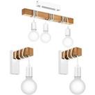 Ceiling Spot Light & 2x Matching Wall Lights White & Wood Trendy Hanging Lamp