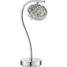 Touch On/Off Table Lamp Chrome & Crystal Glass Knott Shade Pretty Bedside Light