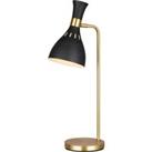 Table Lamp Midnight Black / Burnished Brass LED E27 60W Bulb