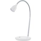 Table Lamp Colour White & Chrome Plated Rocker Switch Bulb LED 3W Included