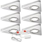 6x BRUSHED NICKEL Triangle Surface Under Cabinet Kitchen Light & Driver Kit - Warm White LED