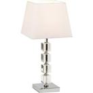 Modern Table Lamp Light Chrome Acrylic Cubes & White Shade Square Desk Sideboard