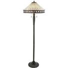 1.5m Tiffany Twin Floor Lamp Dark Bronze & Stained Glass Simple Shade i00015