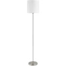 Floor Lamp Light Satin Nickel Shade White Fabric Pedal Switch Bulb E27 1x60W