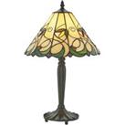 Small Tiffany Glass LED Table Lamp - Floral Design - Dark Bronze Finish