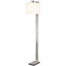 Floor Lamp 2 Metal Columns White Shade Included Brushed Nickel LED E27 60W Bulb