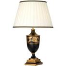 Single Table Lamp Ivory with Black & Gold Trim Shade LED E27 60w Bulb d00426