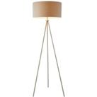 Sleek Tripod Floor Lamp Matt Nickel E27 Free Standing Lounge Light & Grey Shade