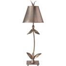 Table Lamp Silver Leaf Column Tapered Shade Finial Silver Leaf LED E27 60W