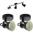 Ceiling Spot Light & 2x Matching Wall Lights Matt Black Adjustable Kitchen Lamp