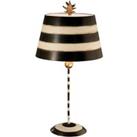 Table Lamp Striped Shade Palm Leaf Finial Black Cream Stem LED E27 100W