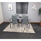 Glass Dining set Table and 4 Leather Wood Chairs Kitchen Dining Set