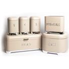 6pc Gift-Boxed Iced Latte Storage Set with Tea, Coffee & Sugar Canisters, Utensil Store, Cake Tin and Bread Bin