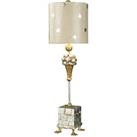 Table Lamp Duck Feet Square Base Cream & Silver Leaf Cylinder Shade LED E27 60W