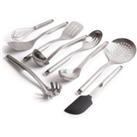 9pc Stainless Steel Utensil Set with Slotted Spoon, Turner, Cooking Spoon, Ladle, Pasta Server, Strainer, Fish Slice, Whisk & Spatula