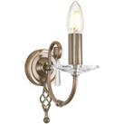 Wall Light Cut Glass Droplets Swirl Finial Aged Brass LED E14 60W