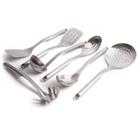 7pc Stainless Steel Utensil Set with Slotted Spoon and Turner, Cooking Spoon, Ladle, Pasta Server, Strainer and Fish Slice