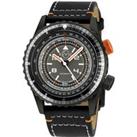 Contasecondi Swiss Automatic Grey with Orange Dial Black Calfskin Leather Sports Watch