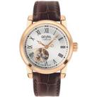 Madison Open Heart IPRG Silver Dial, Genuine Brown Leather Strap