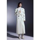 Tailored Wool Blend Embellished Maxi Coat