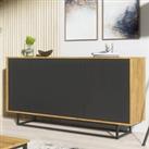 Sideboard 160cm Sideboard Cabinet Cupboard TV Stand - Oak & Black
