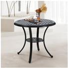 Checkered Hollowed Out Cast Aluminum Patio Dining Table with Umbrella Hole