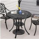 Flower Hollowed Out Cast Aluminum Patio Dining Table with Umbrella Hole