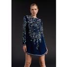 Julie Kuyath Velvet Embellished Mini Dress