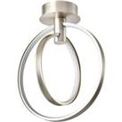 Modern Eye-Catching LED Ceiling Light in Brushed Nickel with Two Spherical Rings