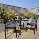 Cast Aluminium Bistro Table and 2 Chairs Set Black Outdoor Table