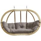Globo Double Royal Wooden Cushion Egg Hanging Chair - Taupe