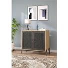 Contemporary Storage Cabinet with Two Rattan Doors