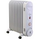 White Electric Oil Filled Radiator Thermostat & 24 Hour Timer 2.5kW