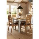 Painted Oak Large Square Dining Table Cream Linen