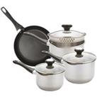 Pan Set in Stainless Steel with Glass Lids Kitchen Cookware - Pack of 4