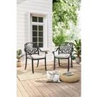 Set of 2 Outdoor Cast Aluminum Dining Chairs with Cushions
