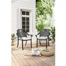Set of 2 Outdoor Dining Chairs with Cushions