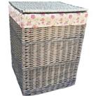 Cotton Lined Wicker Square Laundry Basket