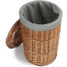 Small Light Steamed Round Linen Basket with Grey Sage Lining