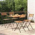 5 Piece Folding Bistro Set Solid Wood Acacia and Steel