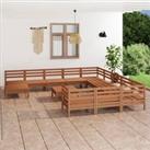 13 Piece Garden Lounge Set Honey Brown Solid Wood Pine