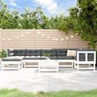 8 Piece Garden Lounge Set White Solid Wood Pine