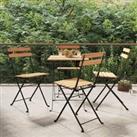 Folding Bistro Chairs 4 pcs Solid Wood Teak and Steel