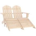2-Seater Garden Adirondack Chair & Ottoman Fir Wood