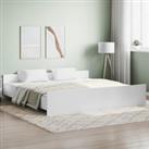 Bed Frame with Headboard and Footboard White 200x200 cm