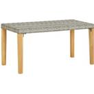 Garden Bench 120 cm Grey Poly Rattan and Solid Acacia Wood