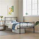 Metal Bed Frame with Headboard and Footboard Black 75x190 cm Small Single
