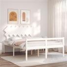 Bed Frame with Headboard White 140x190 cm Solid Wood
